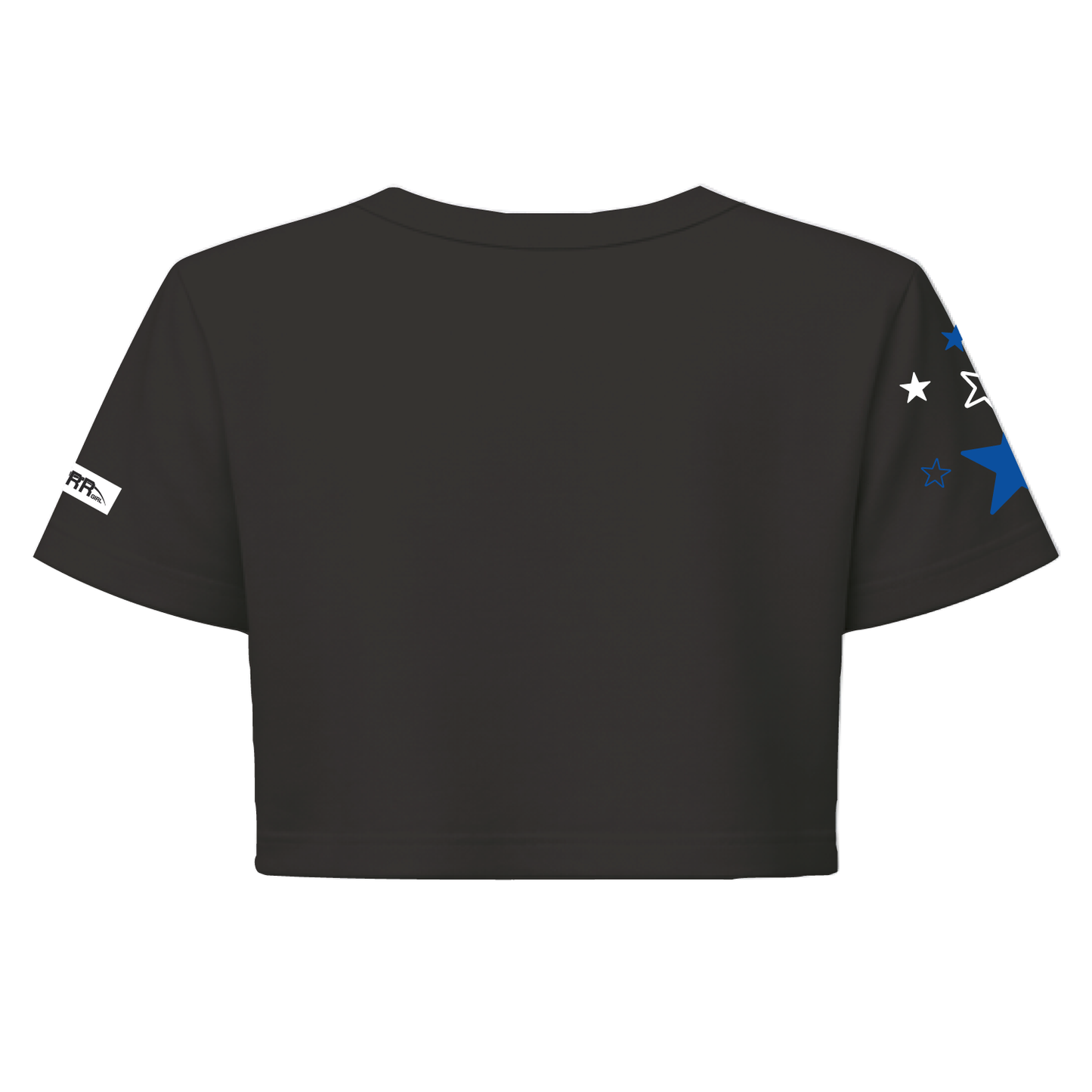 Black and royal blue short sleeve crop top for girls by Starr Girls, featuring a stylish design and comfortable fit.