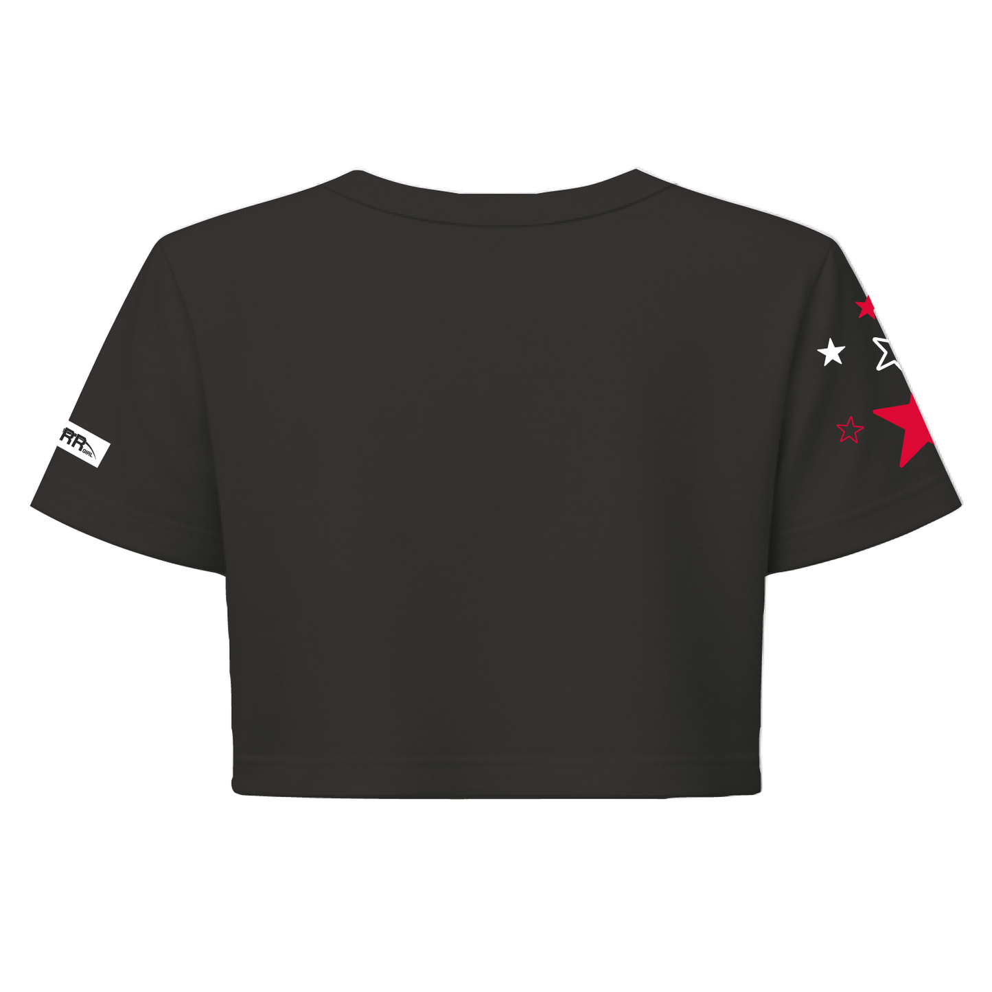 Black and red crop top for girls from Starr Girls Pretty Girl Club, featuring short sleeves and a stylish design.