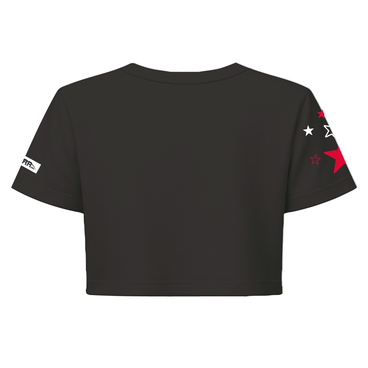 Black and red crop top for girls from Starr Girls Pretty Girl Club, featuring short sleeves and a stylish design.